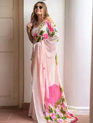 Royal Weave Pure Linen Printed Saree with Blouse