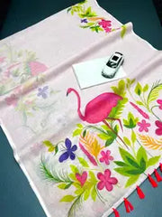 Royal Weave Pure Linen Printed Saree with Blouse